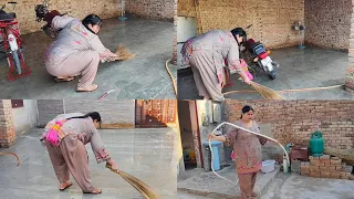 floor cleaning vlog pakistani woman floor cleaning washing routine work pakistani village routinlife