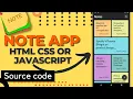 Make Your Own Notepad App Using JavaScript Html CSS Note App PART 1