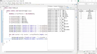 Java 16 1 dimensional 1D array of double for loop printf and println methods Java