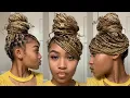 EASY KNOTLESS BRAID TOP BUN HOW TO WITH BANG DETAILED BELLA RINGS