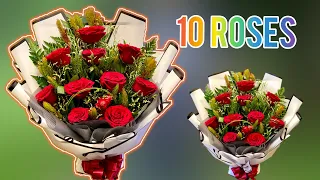 10 roses arrange flowers Bouquet flower wrapping techniques Flower Bouquet arrangement
