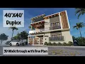 40X40 Feet Duplex House Design 4BHK 3D Home Design 1600 Sqft House Plan