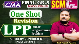 Linear Programming Problem LPP One Shot Revision CMA Final SCM By Prof Mayank Agarwal
