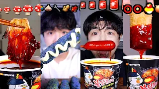 ASMR MUKBANG FIRE NOODLES TAKIS CHEESE BURGER APPLE PIE (NO BGM)