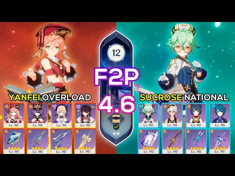 Download MP3 [F2P] Yanfei Overload \u0026 Sucrose National | Spiral Abyss 4.6 | Genshin Impact