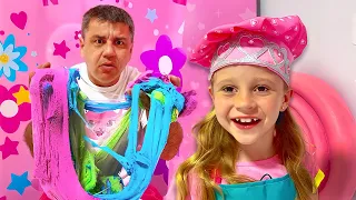nastya teaches dad how to be creative useful video for children