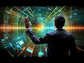 Businessman in suit interacts with futuristic digital interface animation ai generated