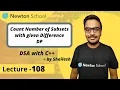 Number of Subsets with given Difference Dynamic Programming Episode 108 Yogesh Yogendra DSA