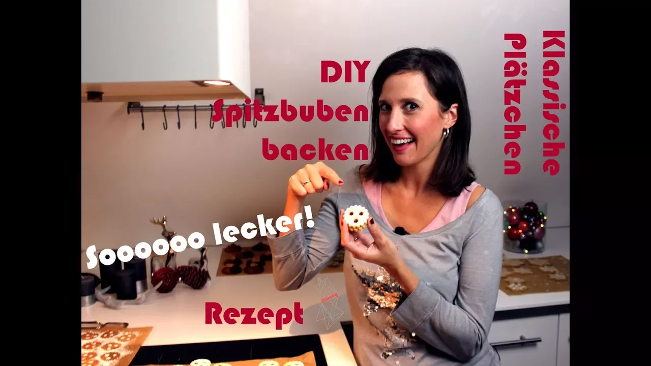 Plätzchen backen | Spitzbuben Gebäck | Weihnachtsplätzchen Rezept | Plätzchenrezepte | Kekse backen. 