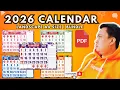 2026 CALENDAR LANDSCAPE EDITION BUNDLE A4 SIZE PDF READY TO PRINT