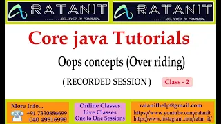 Core java Tutorials Oops concepts overloading and over riding by Mr Ratan class-02
