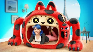 ¡Cambio de imagen de LadyBug a muñeca Labubu gigante! ¿Cómo convertirse en LabuBug?