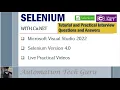 Selenium with C NET Tutorial and Practical Interview Questions and Answers Live Practical Example