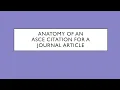 Anatomy of a Journal Article citation in ASCE Format