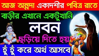 আজ অন্নদা একাদশীর রাতে বাড়ির এখানে ছড়িয়ে দিন 1মুঠো লবণ, টাকা গোনার জন্য চাকর রাখতে হবে!