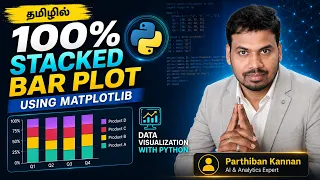100 Stacked Bar Chart in Python Matplotlib - Real Sales Data Project Tamil Tutorial