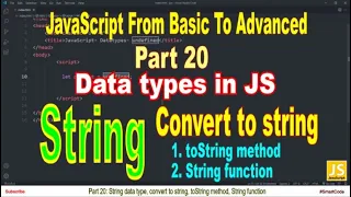 Convert to string String data type in JavaScript Part 20 JavaScript