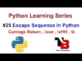 Escape Sequence In Python With Example r b Character With Hex And Octal Values