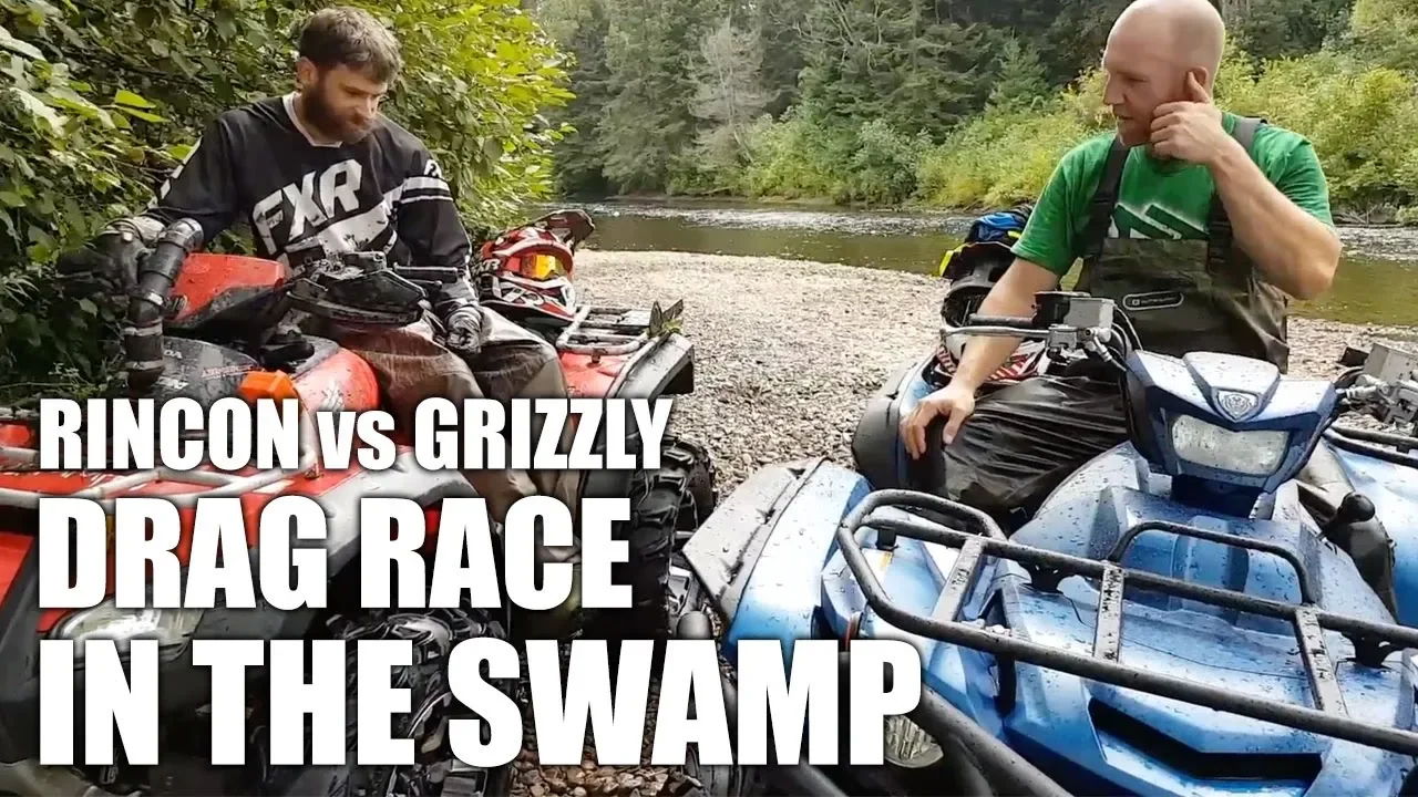 Yamaha Grizzly VS Honda Rincon All-Out Drag Race In The Swamp