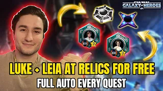 Leia and Luke at Relics For Free Easiest Journey Quest So Far SWGOH