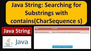 Java String Tutorial Searching for Substrings with contains CharSequence s Java Tutorial