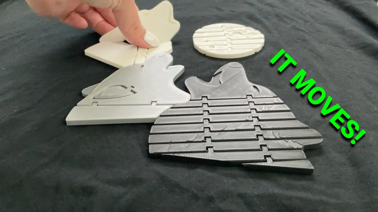 Three Wolf Moon - Articulated Flexi Moon & Wolves (print in place) | Meme