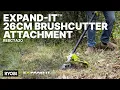 RYOBI Expand-It 26cm Brushcutter Attachment REBCTA20 in action