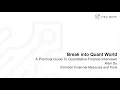 Alan s Lecture on a practical guide to quantitative finance interviews Common Financial Tools