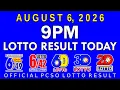 9pm Lotto Result Today August 6 2026 PCSO