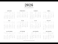 Minimal Printable 2026 Calendar Free Yearly Calendar Template