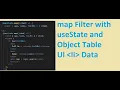 Map Filter with UseState and Array object in react Js Arrayobject data in Table And UL LI