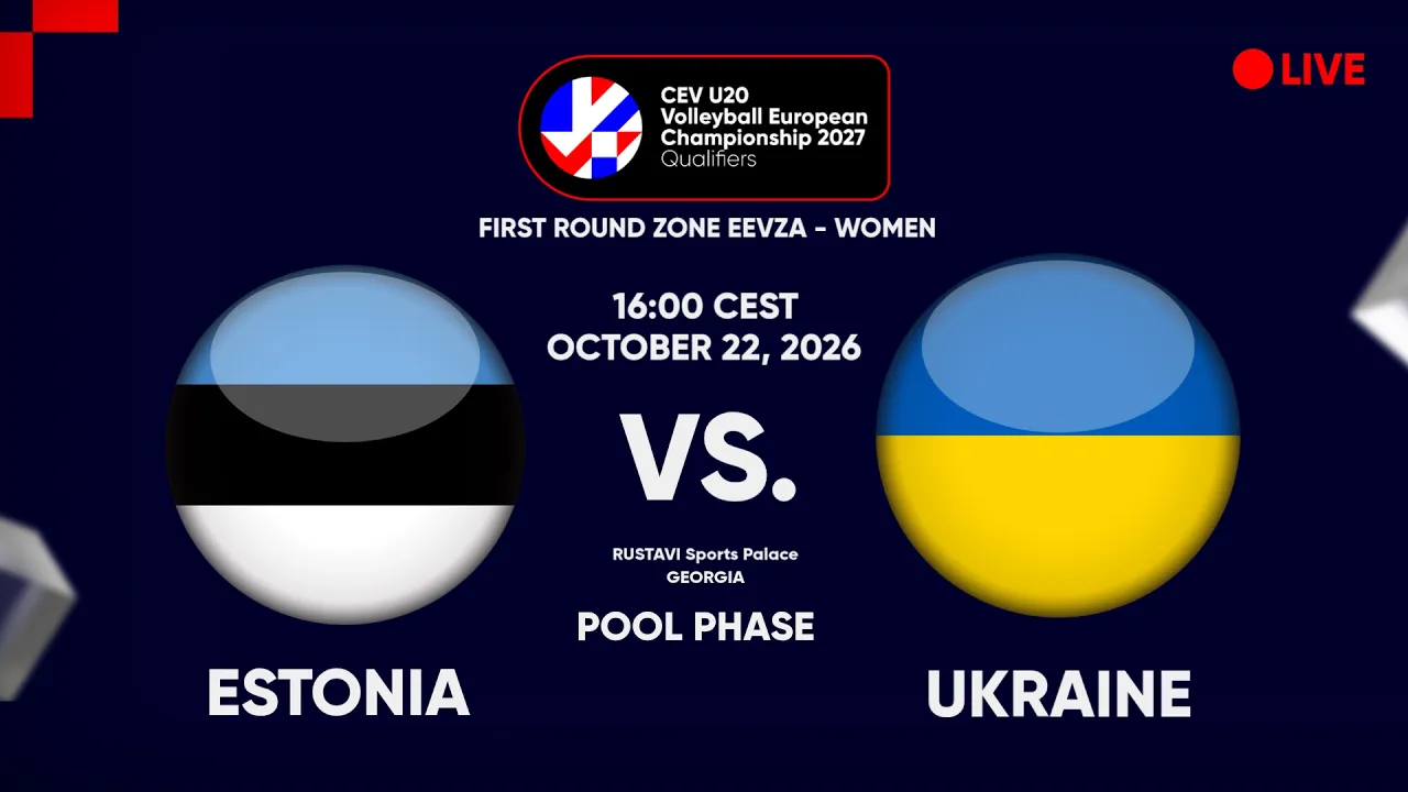 LIVE | ESTONIA vs. UKRAINE | CEV U20 EuroVolley 2027 Women Qualifiers | EEVZA | POOL PHASE 2026-10-22 15:19
