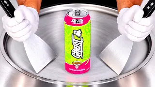 ASMR | Ice Cream Rolls - Warheads Ghost Energy Drink Sour Watermelon Flavor