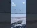 Strong winds in Hampton Beach during snowstorm