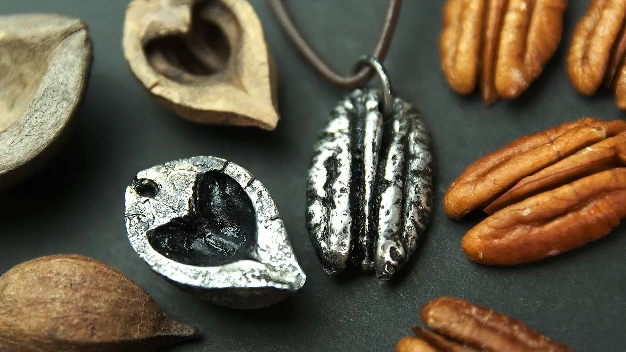 EASY METAL JEWELRY | Pecan Nut Necklace, Hickory Heart Pendant, Pewter Casting, Mold Making