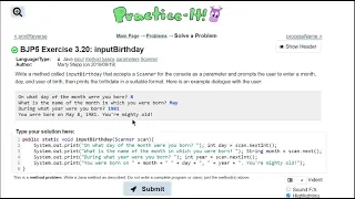 Java Practice It 3 20 inputBirt ay method basics parameters Scanner