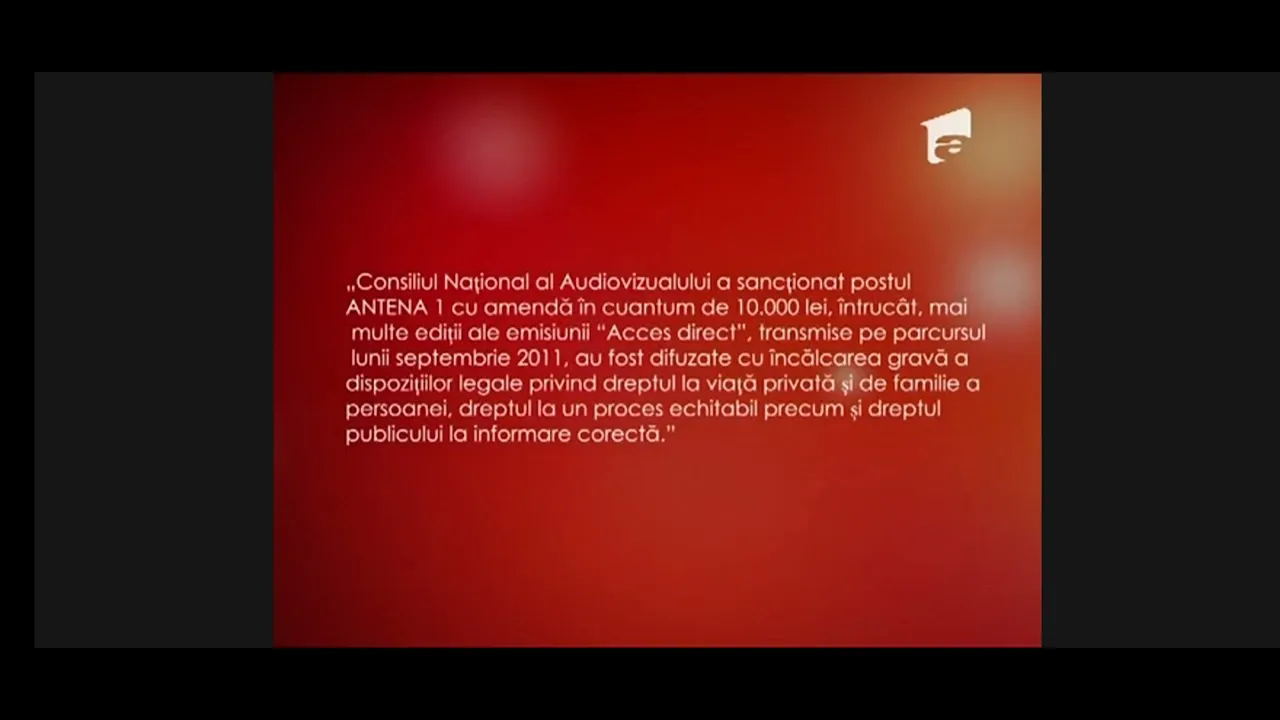 Amendă CNA Antena 1 (2011)