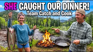 She Caught Our Dinner! (Family Off-Grid Catch & Cook)