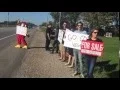 Protester s outside of the Turkey Shoppe in St Thomas Ontario