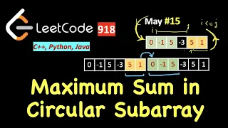 Maximum Sum Circular Subarray LeetCode 918 C Java Python May LeetCoding Day 15 Kadane