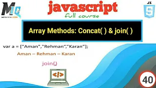 Array Methods Concat join in javascript Urdu hindi