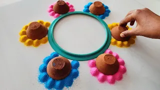 दीये से बनाए नए साल की रंगोली l Happy New Year Trick Rangoli Designs l Easy Rangoli Designs