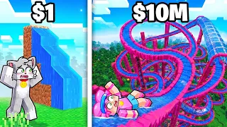 Parque de Atracciones POBRE vs Parque de Atracciones de MILLONARIO en Minecraft!