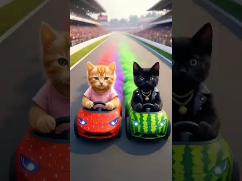 Two Poor Kittens 🍓😿 race 🚗 against Two Rich Kittens 🍉 but one player doesn’t play fair 💔