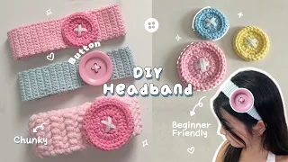 ♡ Crochet Button Headband Tutorial | Beginner Friendly | Step-by-step Tutorial ♡