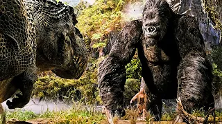 The King Defends His Queen Kong Vs T Rex Fight Scene CLIP 4K 