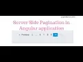 Server Side Pagination in Angular Application