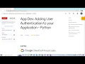 App Dev Adding User Authentication to your Application - Python