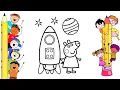 Peppa Pig Rocket Coloring Page Easy Space Drawing Coloring for Kids