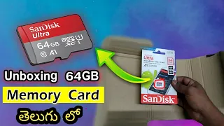 Unboxing 64GB Memory Card Sandisk review in telugu Tech Chandra